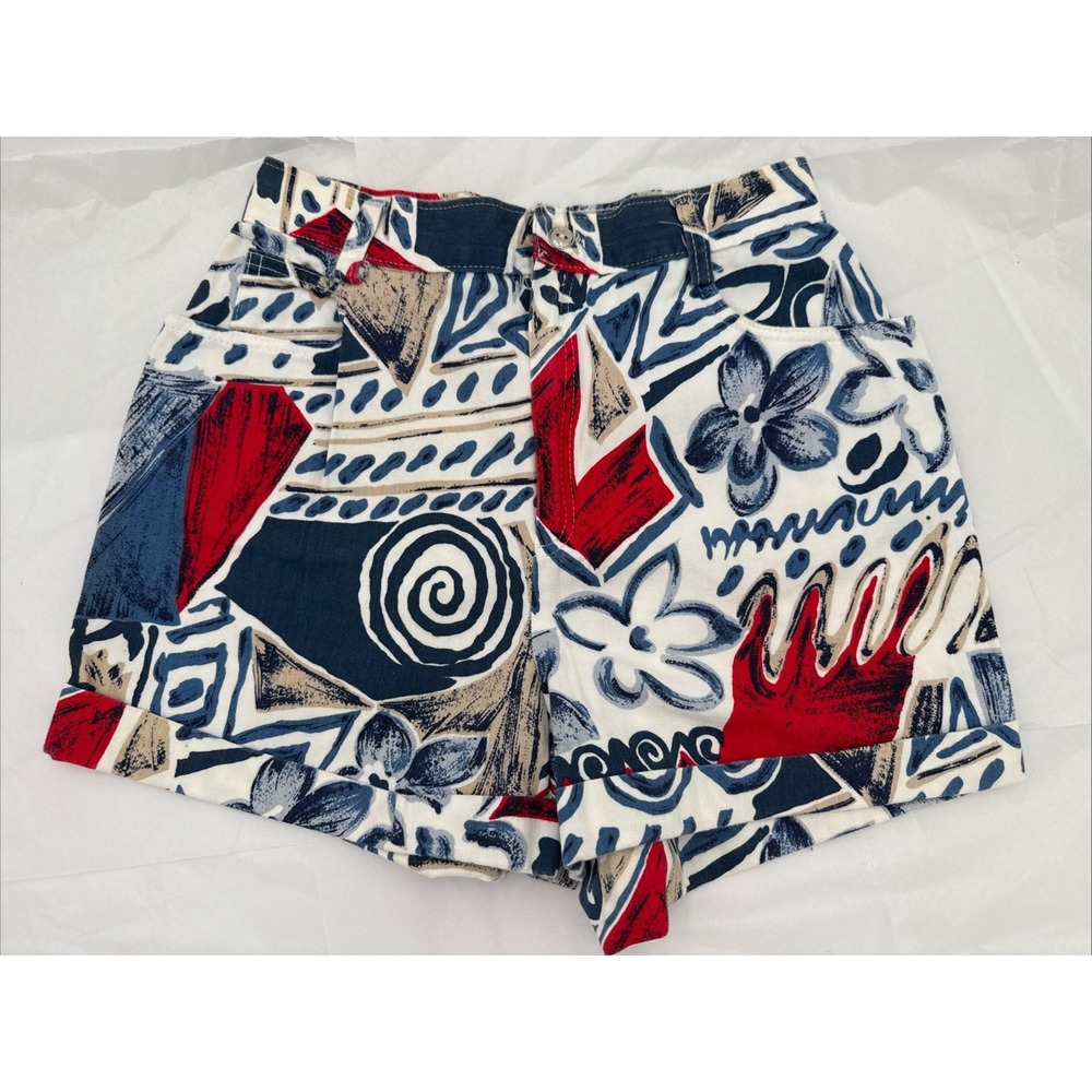 Vintage 90s A.Byer Artsy Geometric Abstract Retro High Waist Mom‎ Shorts Sz 9